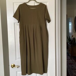 New Size S army green short sleeves  washable maternity dress with side pockets
